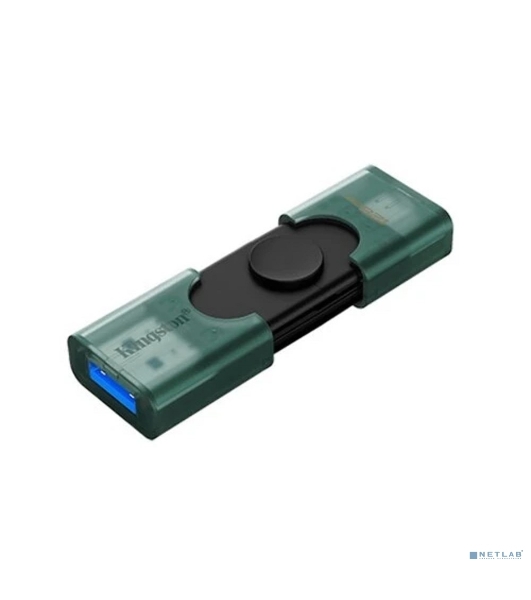 Флешка USB Kingston DataTraveler Duo (DTDEG2/128Gb), 128Gb, USB 3.2/Type-C, R/W 100/60, зеленая