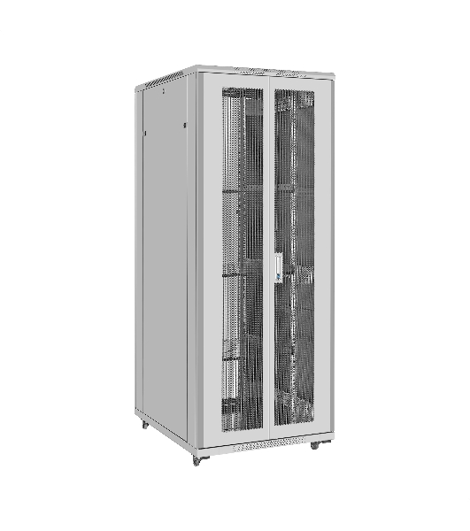 Шкаф телекоммуникационный 19' напольный 42U ExeGate EC-FS-42U.800.1000.V.V.GREY (19”, 42U, 800x1000x2054mm (ШхГхВ), передняя перфорированная дверь, задняя двойная перфорированная дверь, съемные боковые панели, пыле- и влагозащита IP20, встроенный вентиляционный модуль, 1 полка в комплекте, светло-серый RAL 7035, 3 коробки)