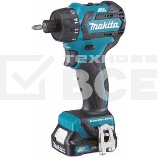 Дрель-шуруповерт Makita DF032DWAE 187263 б\щ 10.8в 2х2ачli-ion(слайд) 6-ти гр1\4'' 0-450\0-1500\м