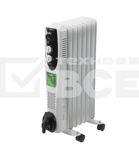 Масляный обогреватель Ballu Classic BOH/CL-07WRN (7 секций), белый, 1500 Вт, 20 м2, термостат