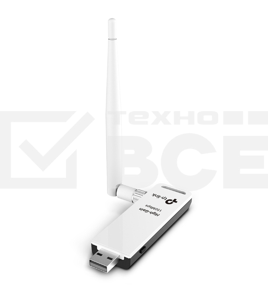 Адаптер TP-Link SOHO TL-WN722N 150Mbps High Gain Wireless N USB Adapter with Cradle, 1T1R, 2.4GHz, 802.11n/g/b, 1 detachable antenna