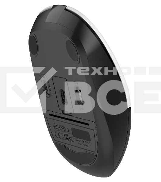 Мышь беспроводная A4Tech Fstyler FB12 белый/черный, 1200 dpi, радиоканал, Bluetooth, USB, кнопки - 3