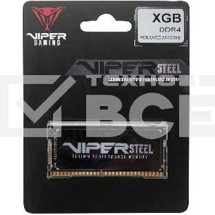 Оперативная память Patriot Viper Steel, DDR4, 8GB (1x8GB), 3200MHz, CL22, с радиатором, черный, SO-DIMM