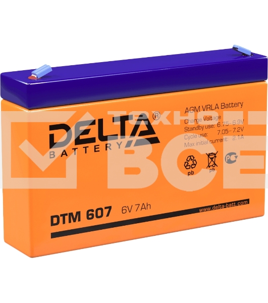 Батарея Delta DTM 607 (6V, 7Ah)