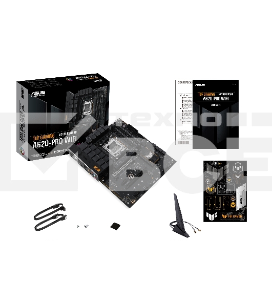 Материнская плата ASUS TUF GAMING A620-PRO WIFI, AM5, AMD A620, 4xDDR5, 4xSATA, 2xM.2, 1xPCI-E 4.0 x16, 1xPCI-E 3.0 x16, 2xPCI-E x1, 1xHDMI, 1xDP, 1x 2.5Gb LAN, 3xUSB-A 2.0, 2xUSB-A 3.2 Gen 2, 1xUSB-C 3.2 Gen 1, 5x3.5 мм, 7.1, ATX