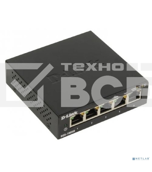 Коммутатор D-Link DGS-1005D/J2A неуправляемый с 5 портами 10/100/1000Base-T и функцией энергосбережения