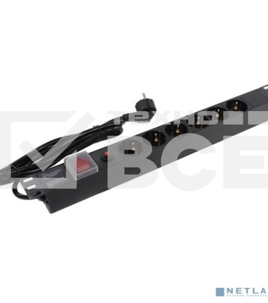 Блок розеток горизонтальный ExeGate ServerPro PDU-19H606 Al-6S-EU2-SW-O, 19
