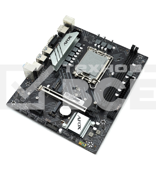 Материнская плата AFOX B760D4-MA5-V2, LGA 1700, Intel B760, 2xDDR4, 3xSATA, 1xM.2, 1xPCIe 4.0 x16, 1xPCIe x1, 1xMini PCIe, 1xHDMI, 1xD-Sub, 1x 1Gb LAN, 4xUSB-A 3.0, 2xUSB 2.0, 3x3.5 мм, 5.1, mATX