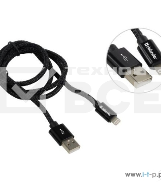Кабель LIGHTNING TO USB2 1M BLACK ACH01-03T 87808 Defender