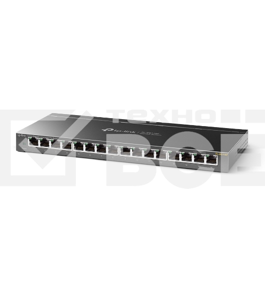 Сетевой коммутатор TP-Link 16-Port Gigabit Easy Smart Switch, 16 Gigabit RJ45 Ports, Desktop Steel Case, MTU/Port/Tag-based VLAN, QoS, IGMP Snooping, Web/Utility Management