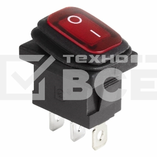 Выключатель клавишный 250V 6А (3с) ON-OFF красный  с подсветкой  Mini ВЛАГОЗАЩИТА Rexant