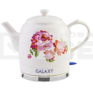 Чайник электрический Galaxy Line GL 0503, белый, керамический корпус, 1400 Вт, 1,4 л, индикатор работы, указатель максимального уровня воды