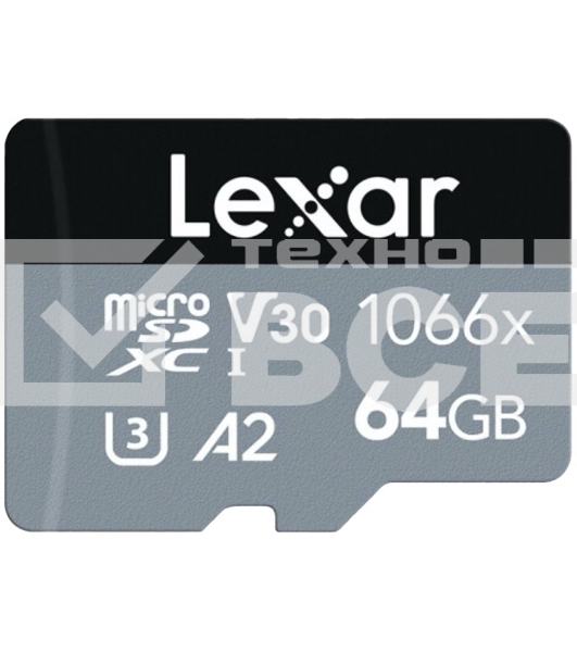 Карта LEXAR Professional 1066x 64GB microSDHC/microSDXC UHS-I Card SILVER Series with adapter