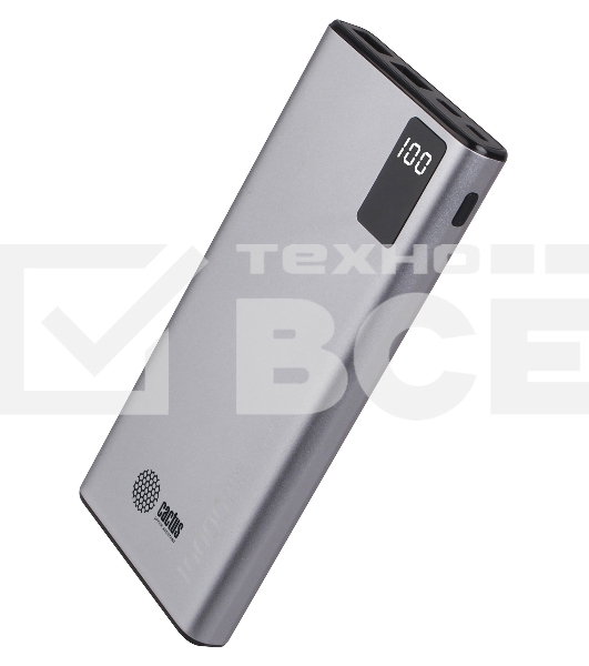 Портативный аккумулятор Cactus CS-PBFSLT-10000 10000mAh 3A 2xUSB серый