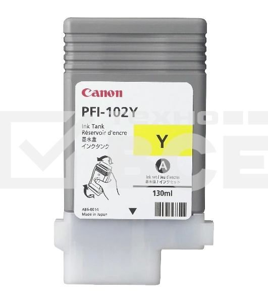 Картридж струйный Canon PFI-102Y (0898B001) желтый, 130 мл., для imagePROGRAF iPF605, iPF610., iPF650, iPF655, iPF710, iPF750, iPF755, LP17, iPF510