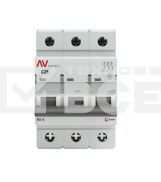 Автоматический выключатель Averes AV-6 3P 25A (C) 6kA