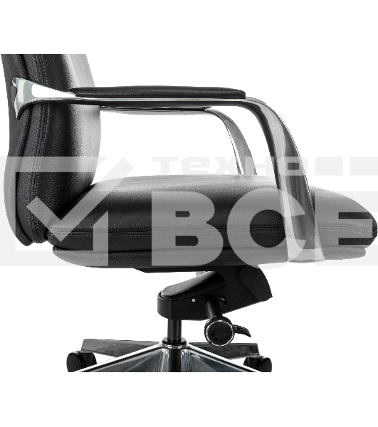 Кресло руководителя Бюрократ _VEGA черный кожа крестов. алюминий