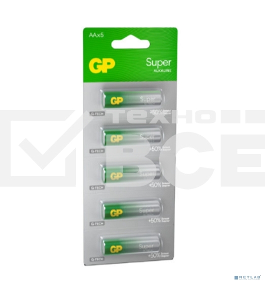 Алкалиновые батарейки GP Super Alkaline G-Tech 15А АA - 1 шт. на отрывных блистерах