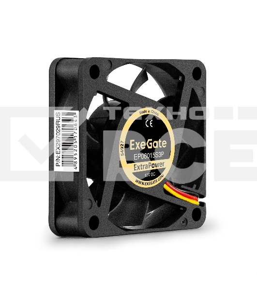 Вентилятор для корпуса ExeGate ExtraPower EP06015S3P черный, 60 мм, 4800 об/мин, 32 дБ, 3 pin