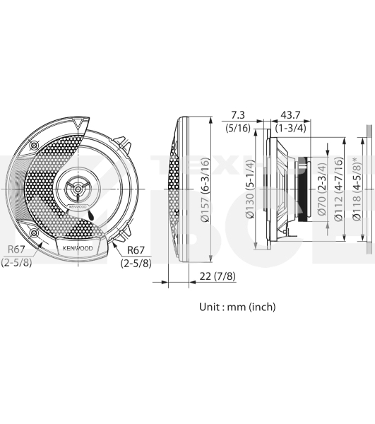 Колонки автомобильные Kenwood KFC-S1366 260Вт 89дБ 4Ом 13см (5дюйм) (ком.:2кол.) коаксиальные двухполосные