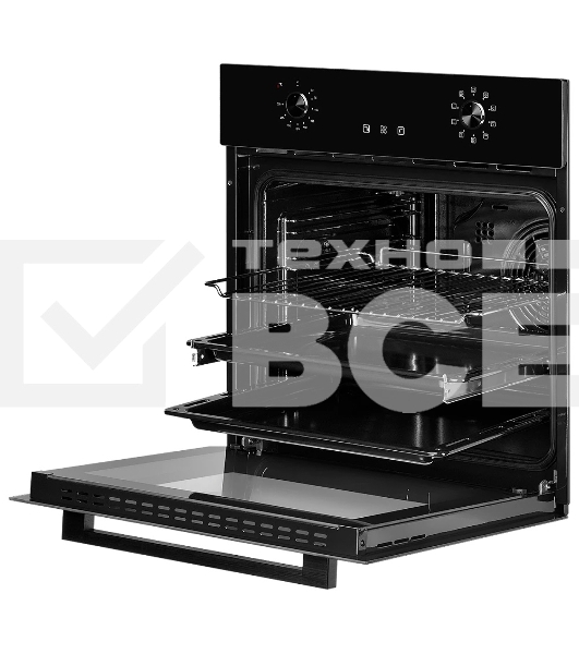 Встраиваемый электрический духовой шкаф MONSHER MOE 6092 Noir, 9 режимов: Традиционный нагрев, Макси-Гриль, Макси-Гриль с конвекцией, Нижний нагрев, Разморозка, Традиционный нагрев с конвекцией, Режим подсветка, Конвекция, Режим пицца, утапливаемые поворо