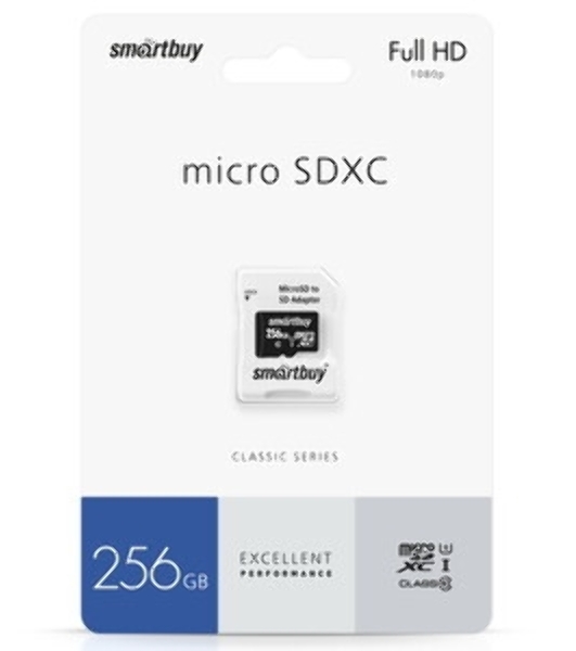 Флеш карта Micro SecureDigital 256Gb Smart buy SB256GbSDCL10-01 Micro SDHC Class 10, UHS-1, SD adapter