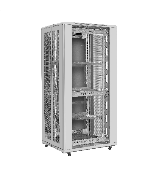 Шкаф телекоммуникационный 19' напольный 42U ExeGate EC-FS-42U.800.1000.V.V.GREY (19”, 42U, 800x1000x2054mm (ШхГхВ), передняя перфорированная дверь, задняя двойная перфорированная дверь, съемные боковые панели, пыле- и влагозащита IP20, встроенный вентиляционный модуль, 1 полка в комплекте, светло-серый RAL 7035, 3 коробки)