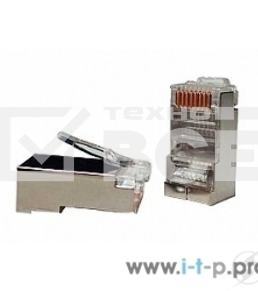 Разъемы Hyperline PLUG-8P8C-U-C5-SH-100 Разъем RJ-45(8P8C) под витую пару, категория 5e (50 µ