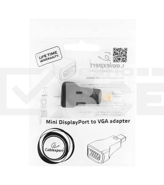 Переходник miniDisplayPort - VGA, Cablexpert A-mDPM-VGAF-01, 20M/15F, черный, пакет