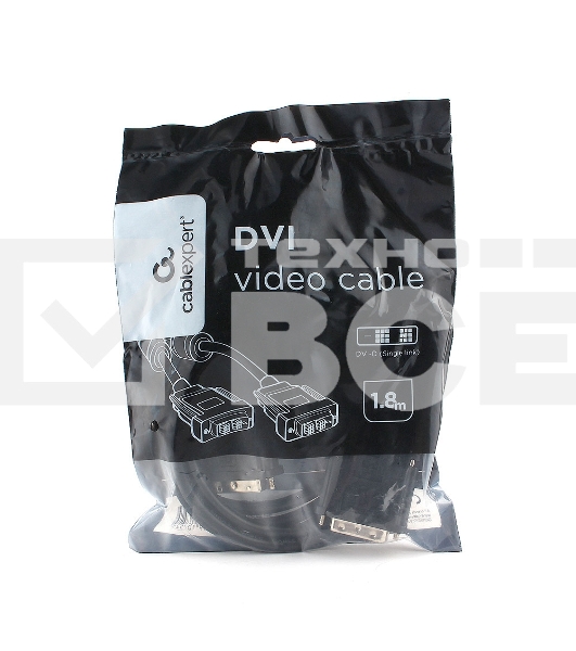 Кабель DVI-D single link Cablexpert CC-DVIL-BK-6, 19M/19M, 1.8м, CCS, черный, экран, феррит.кольца, пакет