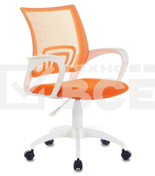 Кресло компьютерное Бюрократ CH-W695NLT TW-38-3 TW-96-1 оранжевый, сетка/ткань, крестовина пластик, пластик белый