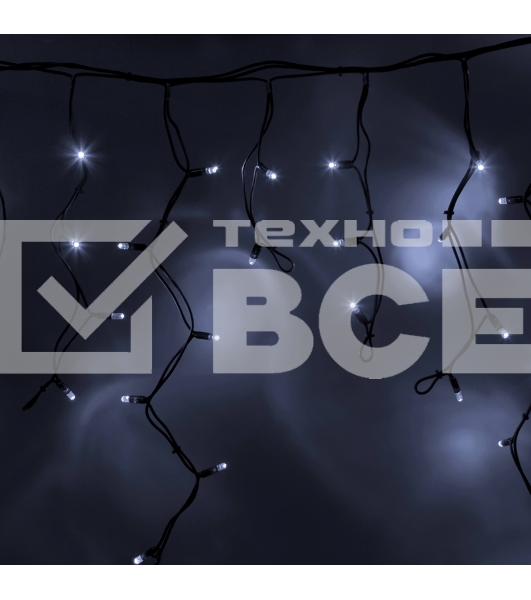 Гирлянда Айсикл (Бахрома) светодиодная 5х0,7 м, 152 LED, черный провод каучук, белое свечение NEON-NIGHT