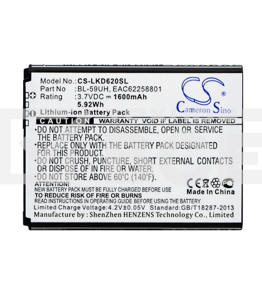 Аккумулятор CameronSinoCS-LKD620SL BL-59UH для LG G2 Mini D618 3.7V / 1600mAh / 5.92Wh
