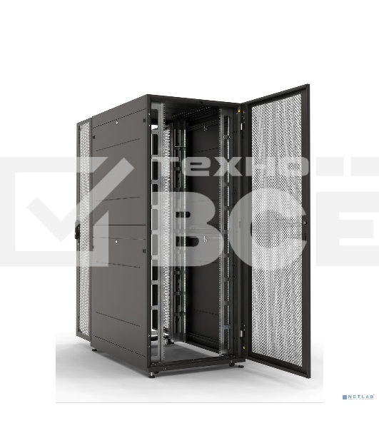 Шкаф серверныйЦМО! ПРОФ напольный 42U (800x1200) дверь перфорированная 2 шт., цвет черный, в сборе (ШТК-СП-42.8.12-44АА-9005)