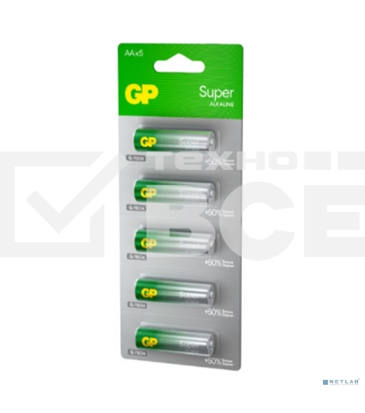 Алкалиновые батарейки GP Super Alkaline G-Tech 15А АA - 1 шт. на отрывных блистерах