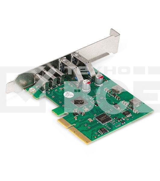 Контроллер ExeGate EXE-313V2-2A3C 10Gbps (PCI-E x4 v3.0, USB3.2 Gen2 2xType-A + 3xType-C ext., SuperSpeed+ скорость до 10 Гбит/с, Chipset ASM3142+VL820)