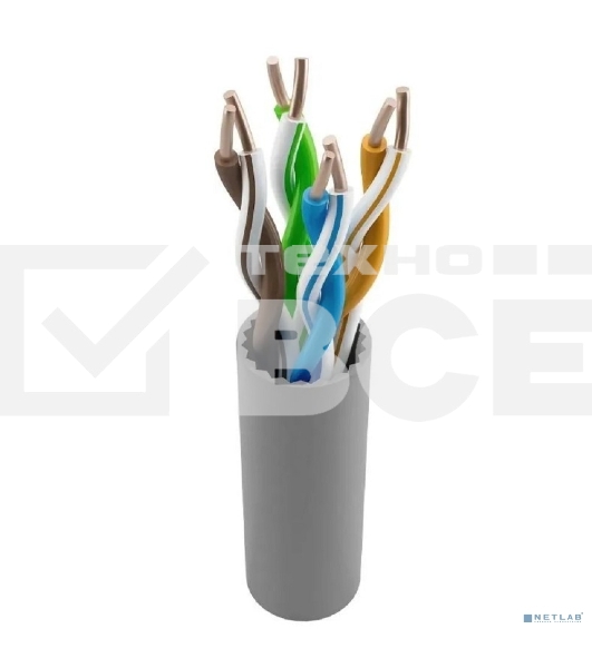 Кабель витая пара KOSCAB КОС-IN-UTP4-5e-PVC-GY U/UTP 5e 4 пары одножильный медь 305м внутренний PVC серый