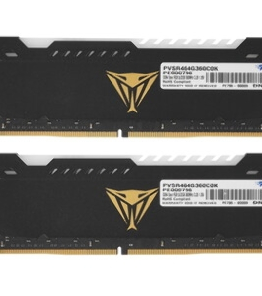 Оперативная память Patriot Viper Steel, DDR4, 64GB (2x32GB), 3600MHz, CL20, DIMM, с радиатором, RGB, черный