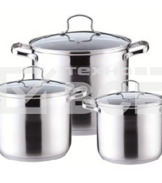 Набор посуды KELLI KL-4230 6 пред. (Наб.кастрюль-3 шт. - 2,1 л, 3 л и 4 л. Внутри шкала измерения. Ручки не нагреваются. Высококач. нерж. сталь. 5-слойное капсульное дно. Зеркальная поверхность. Матовая полоска. Можно использ-ть на всех типах плит + индук