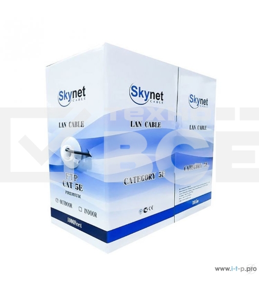 Кабель SkyNet FTP outdoor, медный, FLUKE TEST, кат.5e, однож., 305 м, box, черный CSL-FTP-4-CU-OUT