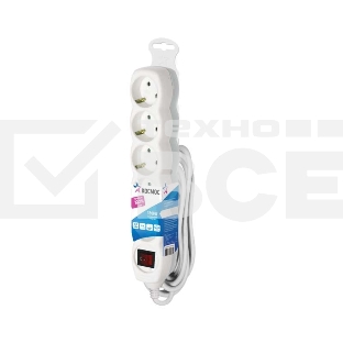 Удлинитель 5х3м с заземл. 16А IP20 ПВС 3х1 с выкл. Космос YKsm3m-5g-Z-V(K)