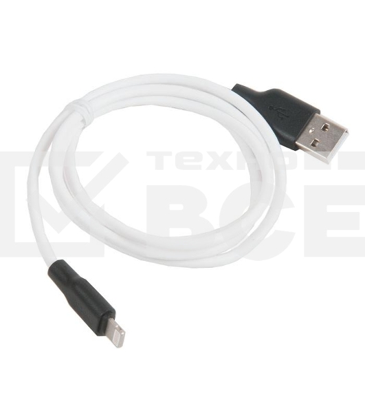 Кабель USB 2.0 hoco X21, силиконовая оплетка, AM/Lightning M, бело-черный, 1м