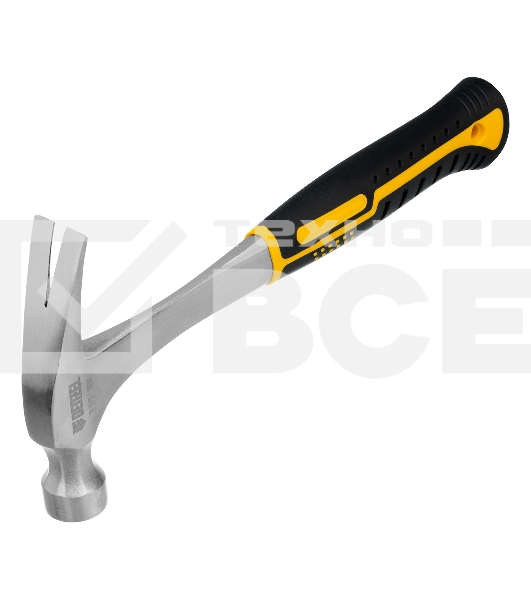 Молоток-гвоздодер Denzel 350 г, цельнометаллический, двухкомпонентная рукоятка