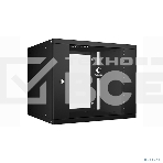Шкаф телекоммуникационный настенный Cabeus Light, 19', 9U, 450х550х450 мм (ВхШхГ), дверь: стекло, разборный, чёрный, фото 1