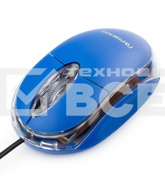Мышь проводная Гарнизон GM-100B синий, 1000 dpi, USB, кнопки - 3