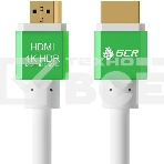 Кабель Greenconnect  1.0m HDMI версия 2.0, HDR 4:2:2, Ultra HD, 4K 60 fps 60Hz/5K*30Hz, 3D, AUDIO, 18.0 Гбит/с, 28/28 AWG, OD7.3mm, тройной экран, белый, AL корпус зеленый, фото2