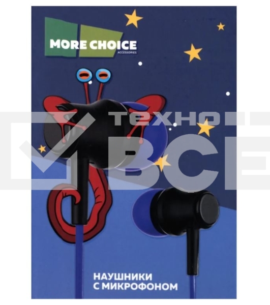 Наушники вакуумные AUX разъем с МК без рег.громкости длина 1.2м More Choice G36 (Dark Blue)