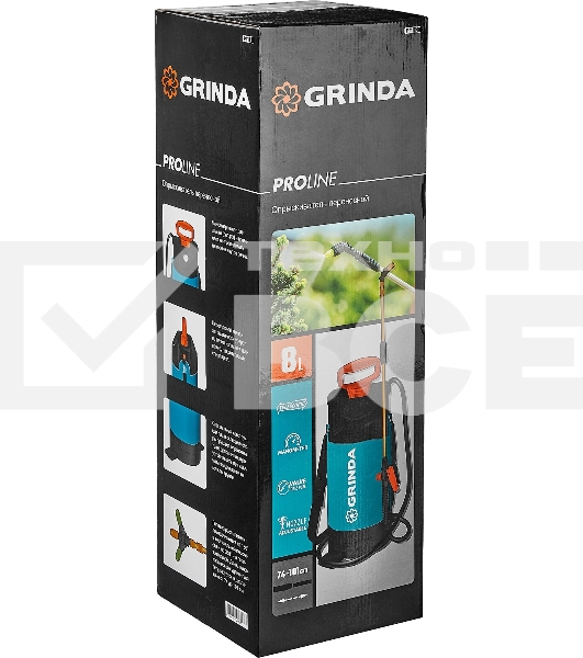 Опрыскиватель GRINDA PT-8 8 л, переносной, с широкой горловиной и упорами для ног