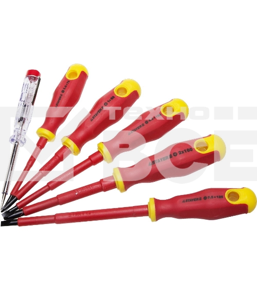 Набор STAYER PROFI ELECTRO 25145-H6_z01диэлектрические. тестер. 100-250В. Cr-V. 6шт