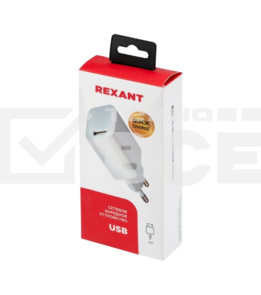 Сетевое зарядное устройство Rexant USB 5V, 3 A с Quick charge, белый